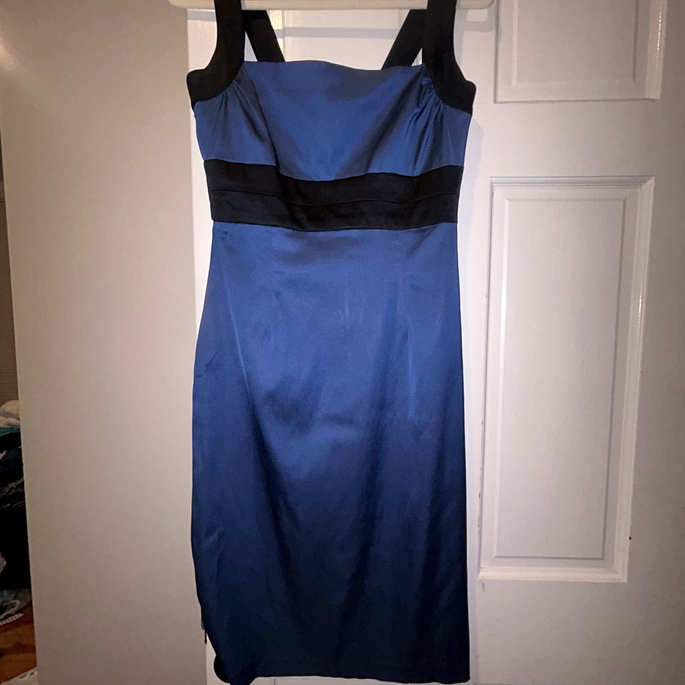 Donna Ricco Blue Sheath Dress Square Neck Sleeveless